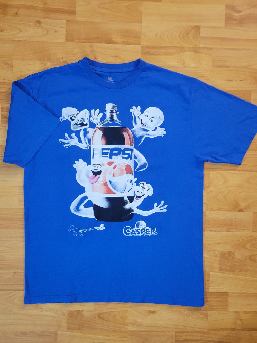 Casper And Pepsi XL Movie Cartoon Ghosts Graphic Blue T-shirt Modern Extra Large